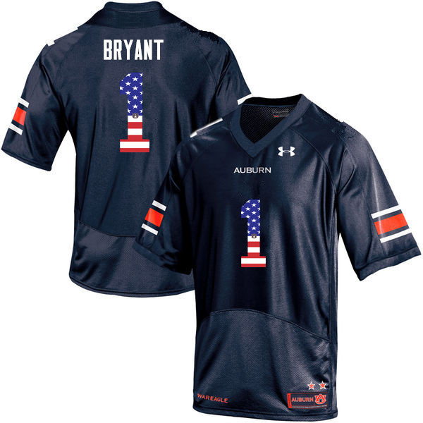 Men #1 Big Cat Bryant Auburn Tigers USA Flag Fashion College Football Jerseys-Navy